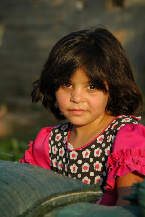 The daughter of one of the brothers sitting on sandbags.  She is just beautiful and has a look in her eyes that is captivating. It is this look that keeps me hoping Iraq will overcome its' current situation