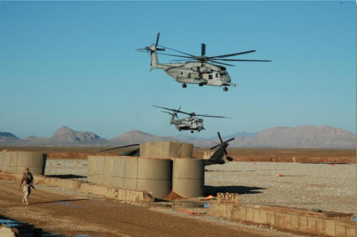 USMC CH53 helicopters departing FOB Edinburgh