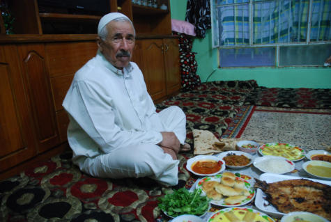 The father of my friend Hechmet.  This man is a hero in the battle for Dholoyia against ISIS.  He invited me to eat with he and his family. It was a wonderful evening.
